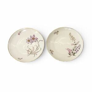 Seltmann Weiden Salad Plates Lot 2 Flowers Gold Trim Bavaria Collectible Vtg